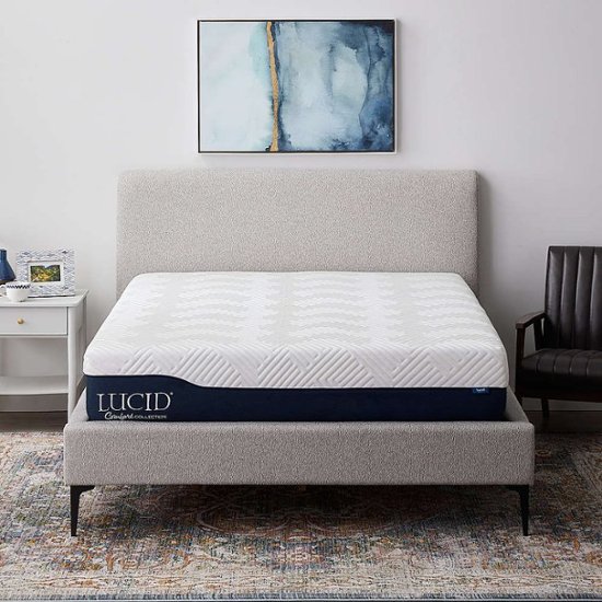 Front. Lucid Comfort Collection - 12-inch Medium-Firm Hybrid Mattress - Twin XL - White.