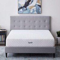 Lucid Comfort Collection - 10-inch Plush Memory Foam Mattress - Queen - White - Front_Zoom