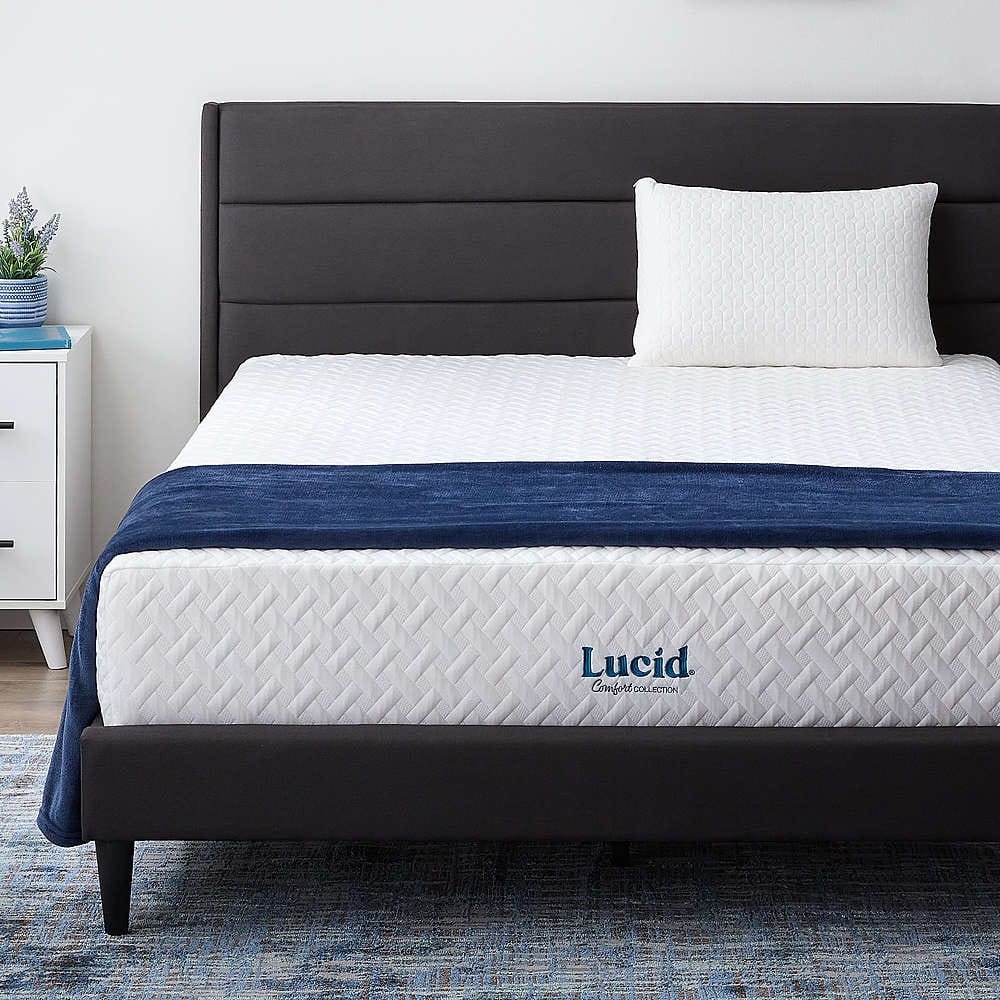 Lucid Comfort Collection 12 Inch Med Plush Gel Memory Foam Mattress Twin Xl White Lucc12tx45gf 5859