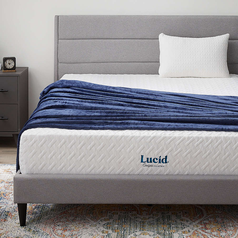 Lucid Comfort Collection Standard Medium Memory Foam Bed Pillow in White | LUCCSSHFSD