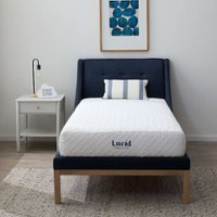 Lucid Comfort Collection - 8-inch  Plush Gel Memory Foam Mattress-Queen - White - Front_Zoom