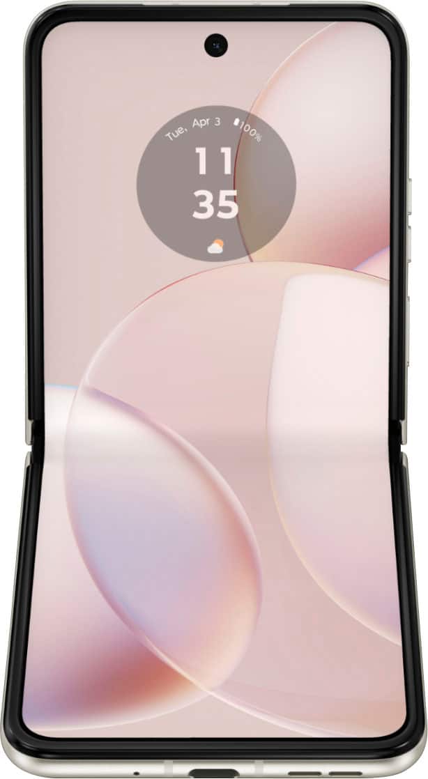 Left. Motorola - razr 2023 128GB (Unlocked) - Cherry Blossom.