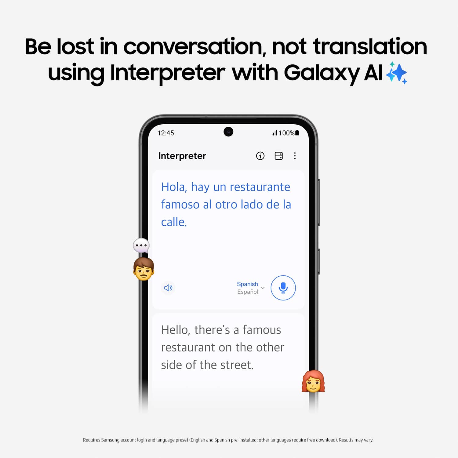 Be lost in conversation, not translation using Interpreter with Galaxy Al.