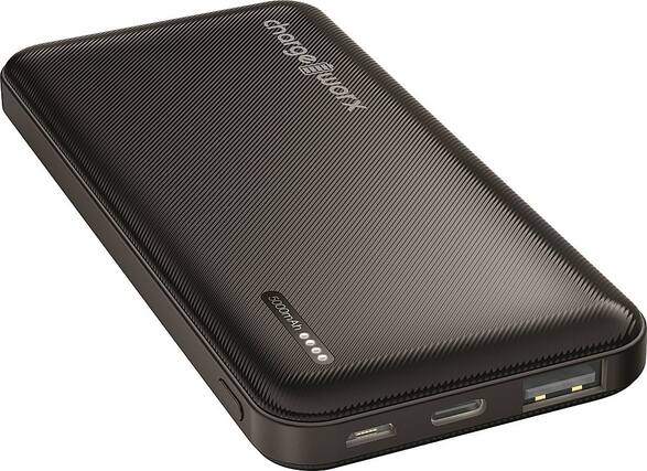 Front. Chargeworx - 5,000mAh Dual USB Slim Power Bank - Black.