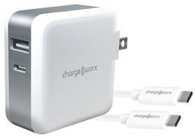 Chargeworx - USB-C Cable and Wall Charger with Power Delivery - White - Front_Zoom