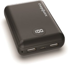 Chargeworx - 10,000mAh Triple USB Power Bank - Black - Front_Zoom
