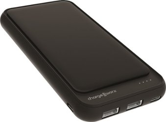 Chargeworx - 10,000mAh Dual USB Slim Power Bank - Black - Front_Zoom