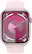 Angle. Apple - Apple Watch Series 9 (GPS + Cellular) 45mm Pink Aluminum Case with Light Pink Sport Band with Blood Oxygen - M/L - Pink.