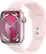 Front. Apple - Apple Watch Series 9 (GPS + Cellular) 45mm Pink Aluminum Case with Light Pink Sport Band with Blood Oxygen - M/L - Pink.