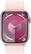 Angle. Apple - Apple Watch Series 9 (GPS + Cellular) 45mm Pink Aluminum Case with Light Pink Sport Loop with Blood Oxygen - Pink.