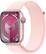Front. Apple - Apple Watch Series 9 (GPS + Cellular) 45mm Pink Aluminum Case with Light Pink Sport Loop with Blood Oxygen - Pink.
