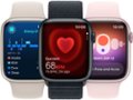 Alt View 16. Apple - Apple Watch Series 9 (GPS + Cellular) 45mm Silver Stainless Steel Case with Storm Blue Sport Band w/ Blood Oxygen - S/M - Silver.