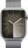 Angle. Apple - Apple Watch Series 9 (GPS + Cellular) 45mm Silver Stainless Steel Case with Silver Milanese Loop with Blood Oxygen - Silver.