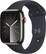 Front. Apple - Geek Squad Certified Refurbished Apple Watch Series 9 (GPS + Cellular) 45mm Stainless Steel Case with Sport Band - Graphite.