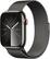 Front. Apple - Apple Watch Series 9 (GPS + Cellular) 45mm Graphite Stainless Steel Case with Graphite Milanese Loop w/ Blood Oxygen - Graphite.