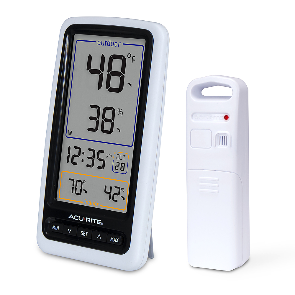 AcuRite Digital Weather Forecaster with Indoor/Outdoor Temperature and  Indoor Humidity White/Black 00506W - Best Buy