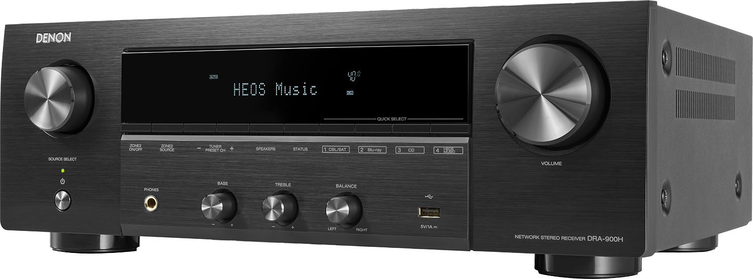 Denon DRA-900H HEOS Stereo Compatible DRA900H Best with Receiver with Bluetooth 8K 100W HD - Black Ultra Capable HDR Alexa Buy 2.2-Ch