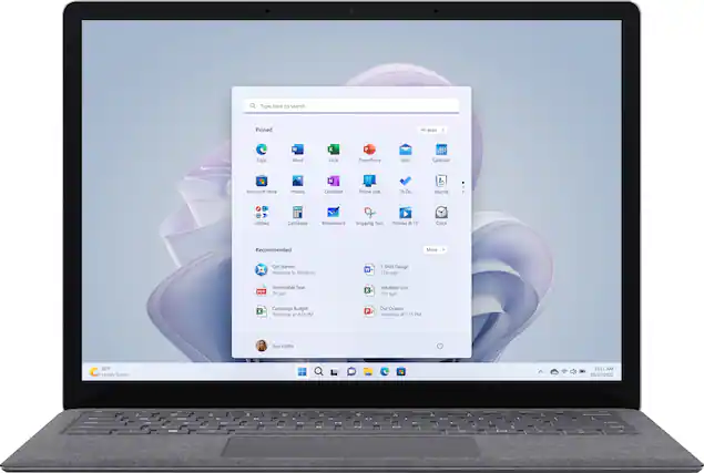 Front. Microsoft - GSRF Surface Laptop 5 – 13.5” Touch Screen – Intel Evo Platform Core i5 – 8GB Memory – 512GB SSD - Platinum.