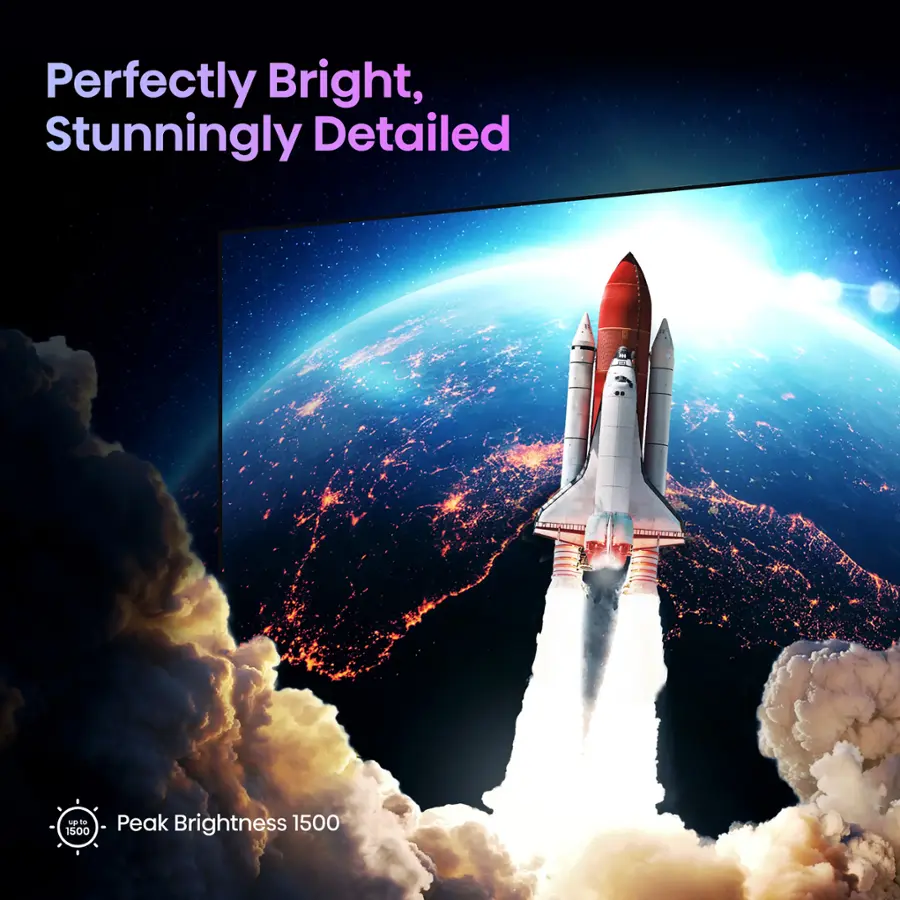The image features a rocket launching into space, with a brightly lit planet in the background. The rocket is prominently displayed in the center of the image, and the planet can be seen in the upper-left portion of the scene. The overall composition of the image is visually appealing and showcases the vibrant colors and details of the scene.