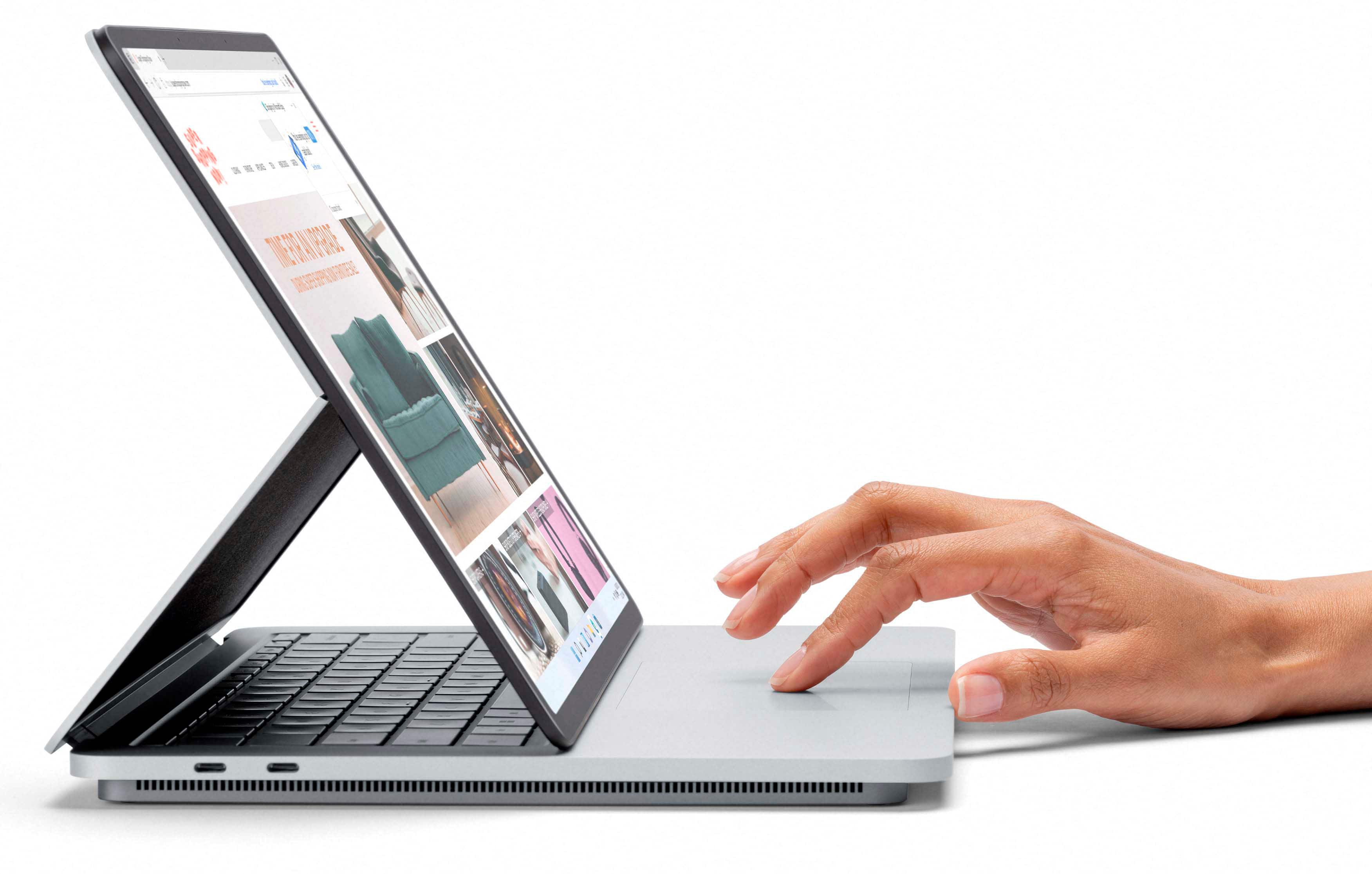 Alt View 15. Microsoft - GSRF Surface Laptop Studio – 14.4” Touch Screen – Intel Core i7 -16GB Memory – NVIDIA GeForce RTX 3050 Ti - 512GB SSD - Platinum.