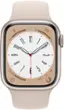 Angle. Apple - Apple Geek Squad Certified Refurbished Watch Series 8 (GPS) 41mm Aluminum Case with Starlight Sport Band - S/M - Starlight.
