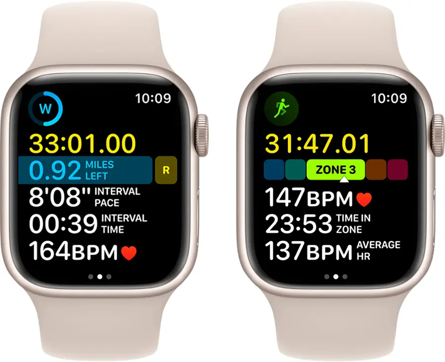 Alt View 4. Apple - Apple Geek Squad Certified Refurbished Watch Series 8 (GPS) 41mm Aluminum Case with Starlight Sport Band - S/M - Starlight.