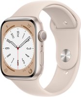 Apple Geek Squad Certified Refurbished Watch Series 8 (GPS) 45mm Aluminum Case with Starlight Sport Band - S/M - Starlight - Front_Zoom