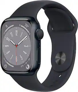 Apple Geek Squad Certified Refurbished Watch Series 8 (GPS) 41mm Aluminum Case with Midnight Sport Band - S/M - Midnight - (2022)