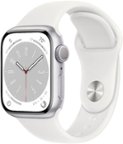 Apple Geek Squad Certified Refurbished Watch Series 8 (GPS) 41mm  Aluminum Case with White Sport Band - S/M - Silver