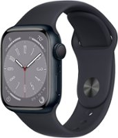 Apple Geek Squad Certified Refurbished Watch Series 8 (GPS) 41mm Aluminum Case with Midnight Sport Band - M/L - Midnight - Front_Zoom