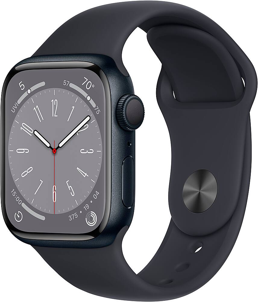 Apple Geek Squad Certified Refurbished Watch Series 8 (GPS) 41mm Aluminum Case with Midnight Sport Band - M/L - Midnight - (2022)