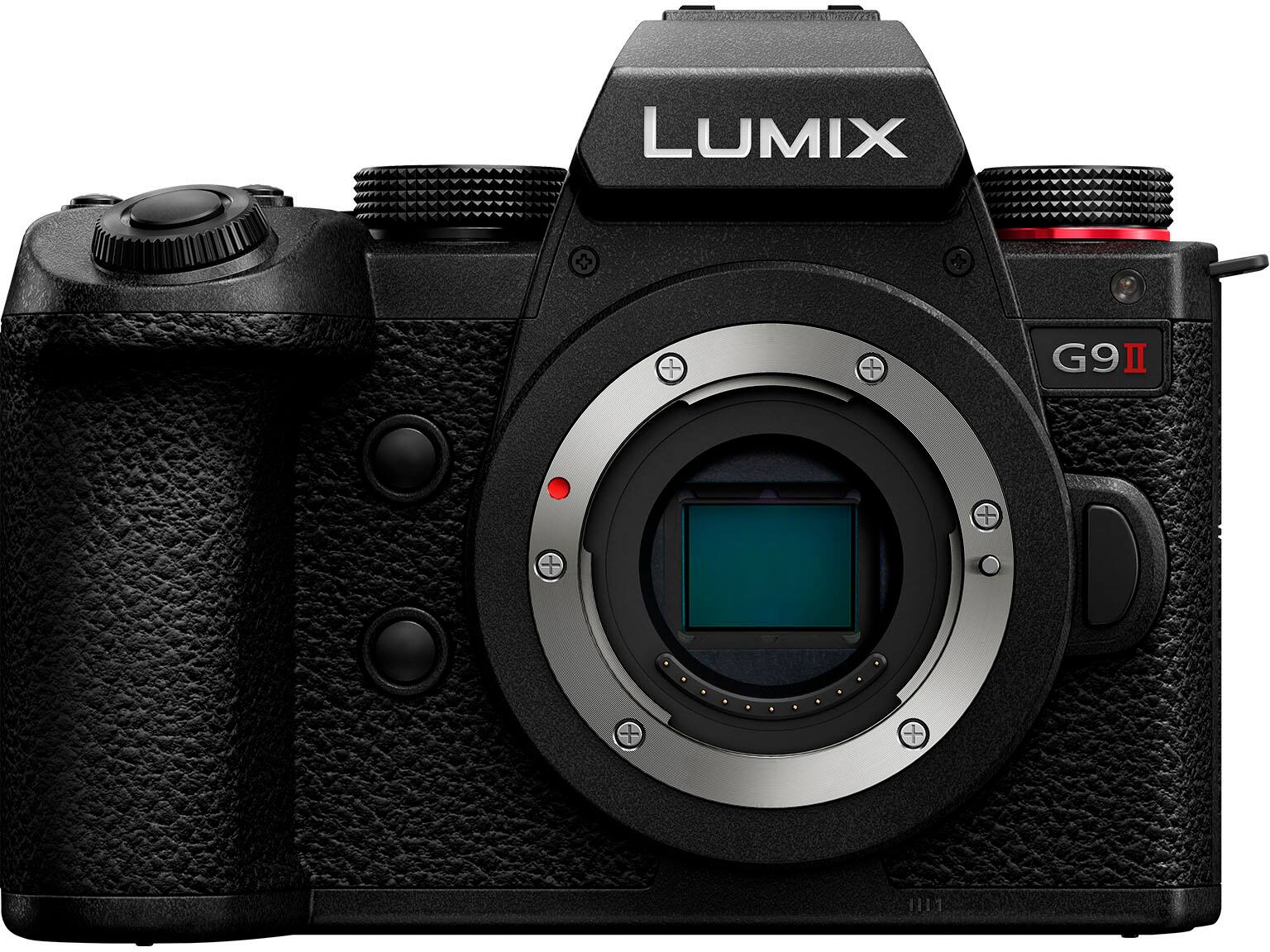 Front. Panasonic - LUMIX G9II Mirrorless Camera (Body Only) - Black.