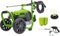 Front. Greenworks - Electric Pressure Washer up to 3000 PSI at 2.0 GPM Combo Kit with short gun, mitts, and 15" surface cleaner - Green.