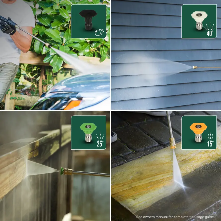Alt View 14. Greenworks - Electric Pressure Washer up to 3000 PSI at 2.0 GPM Combo Kit with short gun, mitts, and 15" surface cleaner - Green.