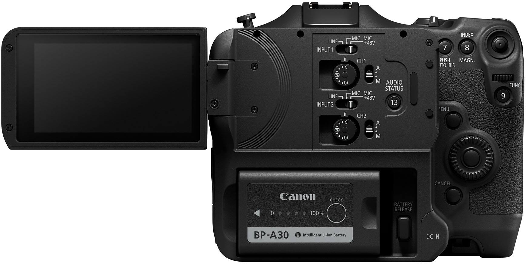 Back. Canon - EOS C70 4K Video Mirrorless Cinema Camera with RF 24-70 f/2.8 L IS USM Lens - Black.