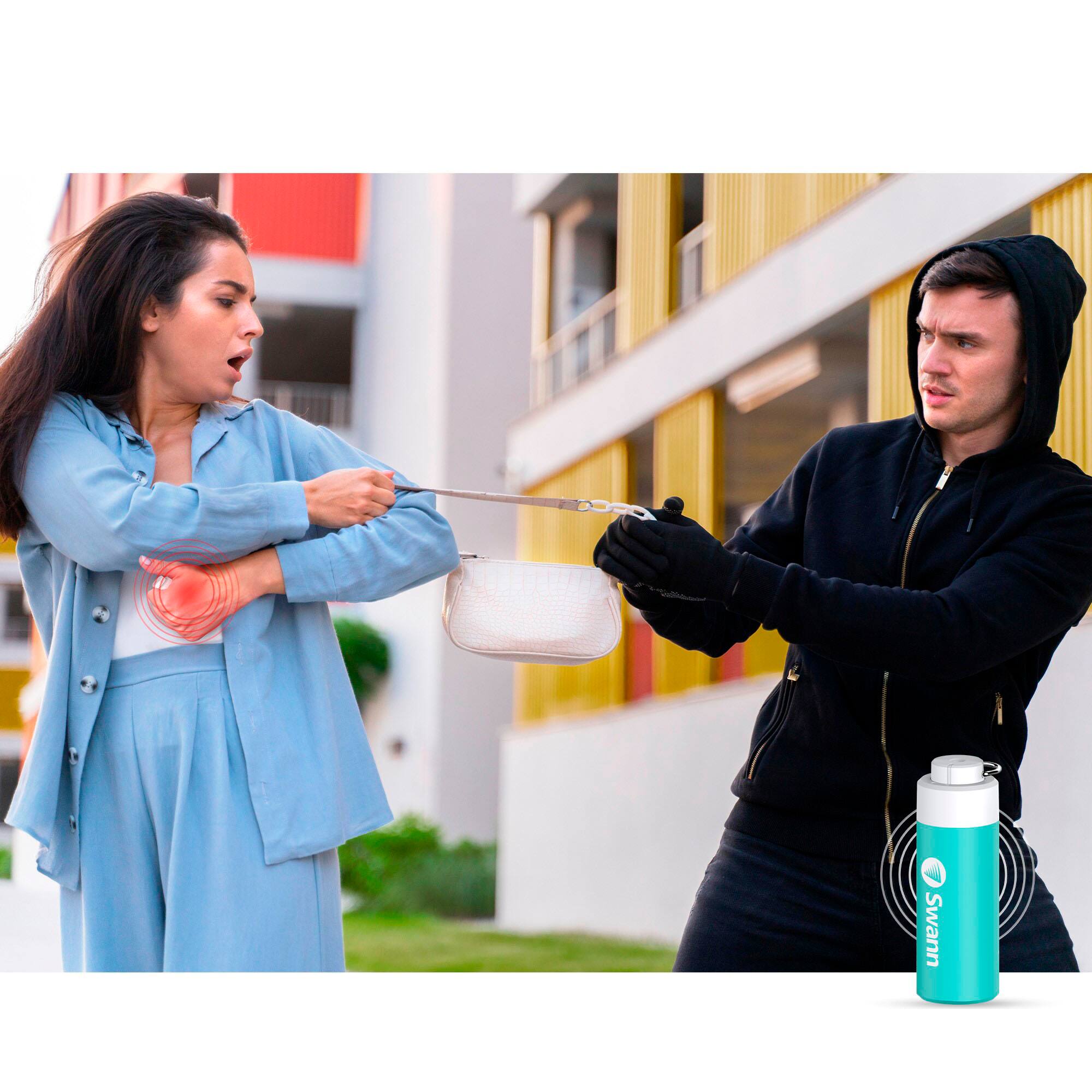 Left. Swann - ActiveResponse Personal Safety Alarm Keychain with 110dB Emergency Siren - Aqua.