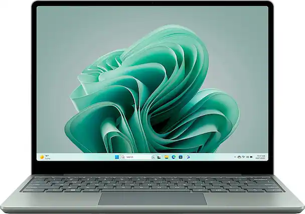 Front. Microsoft - Surface Laptop Go 3 - 12.4" Touch-Screen - Intel Core i5 with 16GB Memory - 256GB SSD (Latest Model) - Sage.
