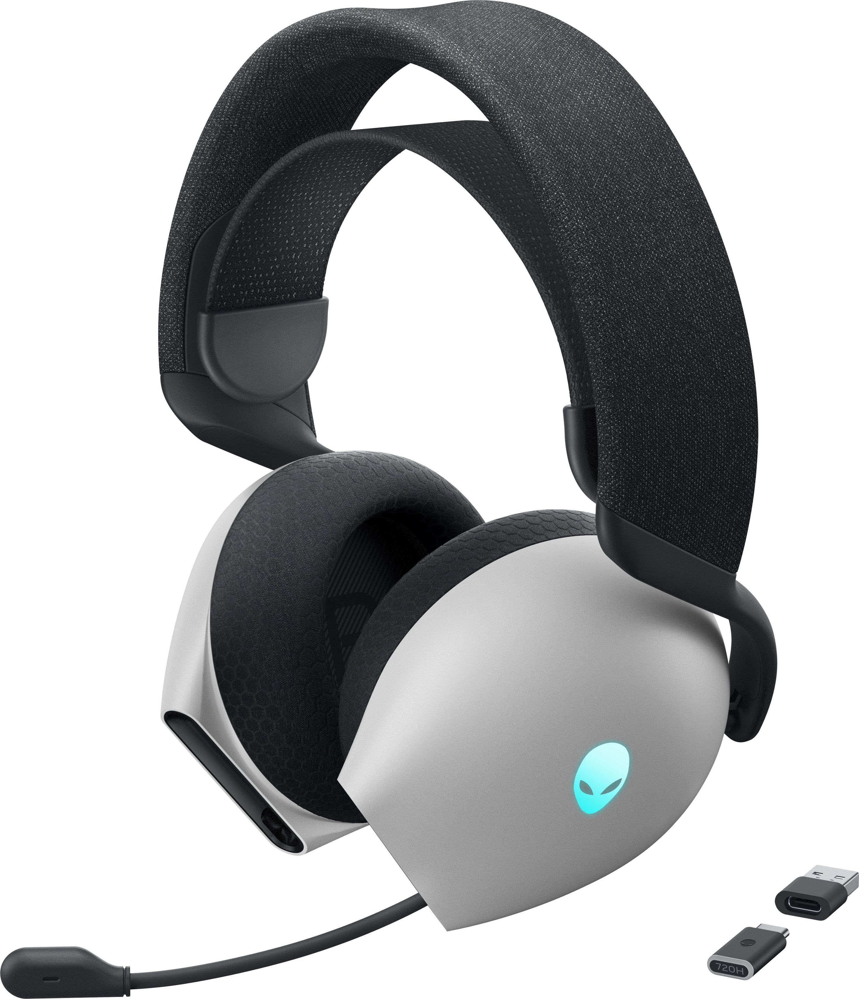 Angle View: Alienware - Dual Mode Wireless Gaming Headset - AW720H - Lunar Light