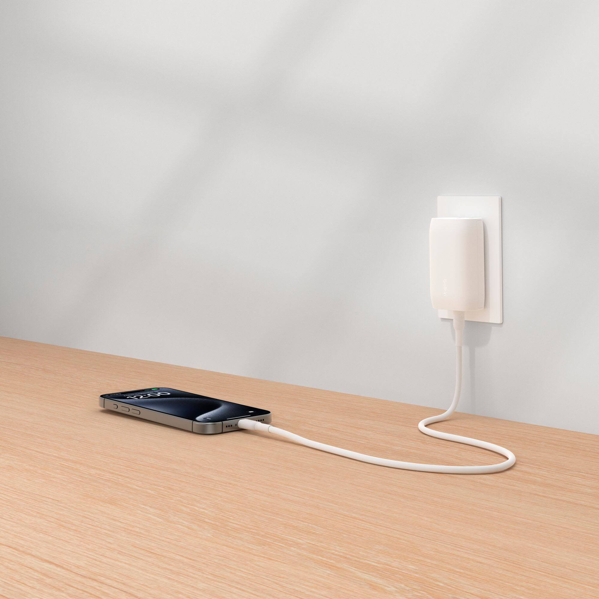 Alt View 13. Belkin - 3 Port USB-C® Wall Charger with PPS 67W - White.