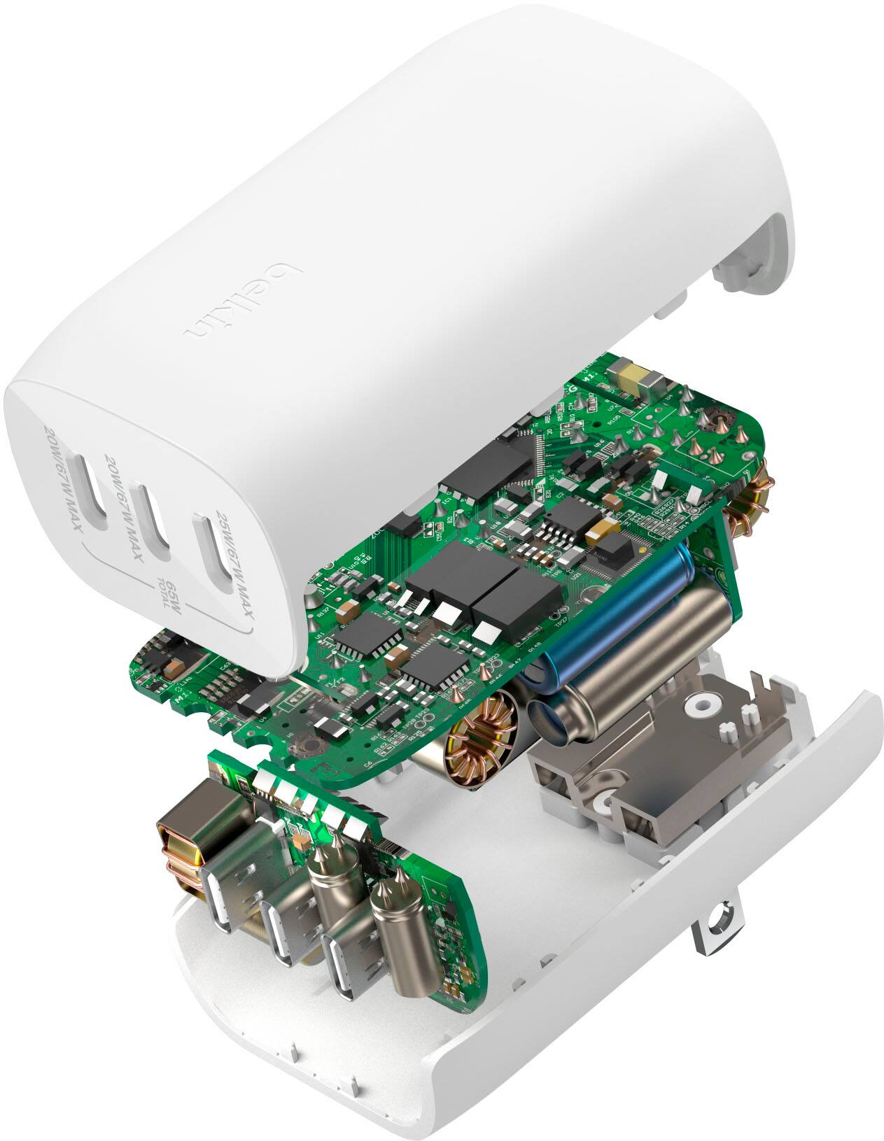 Alt View 15. Belkin - 3 Port USB-C® Wall Charger with PPS 67W - White.