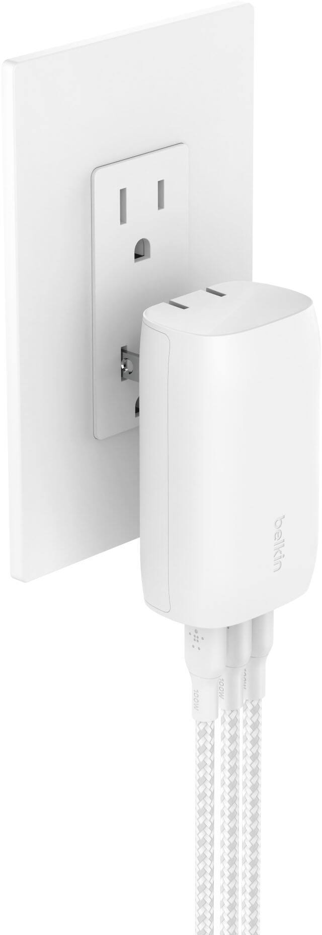 Alt View 16. Belkin - 3 Port USB-C® Wall Charger with PPS 67W - White.