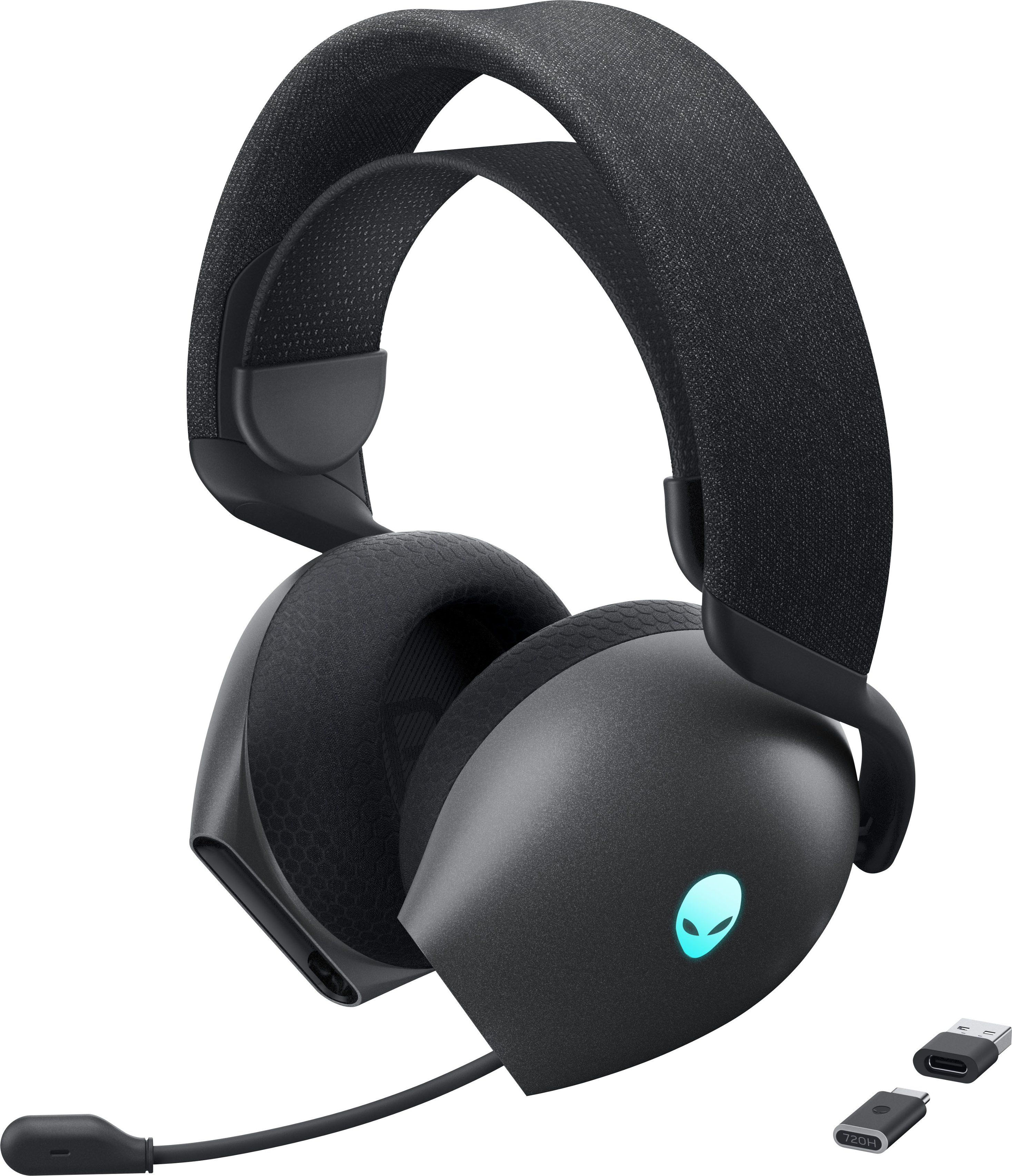 Angle View: Alienware - Dual Mode Wireless Gaming Headset - AW720H - Dark Side of the Moon
