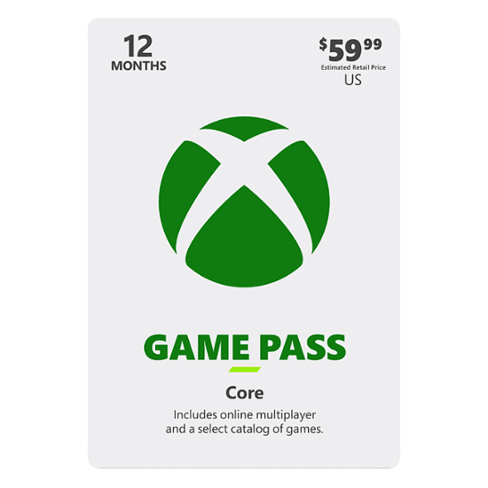 Front. Microsoft - Xbox Game Pass Core 12 Month Subscription.