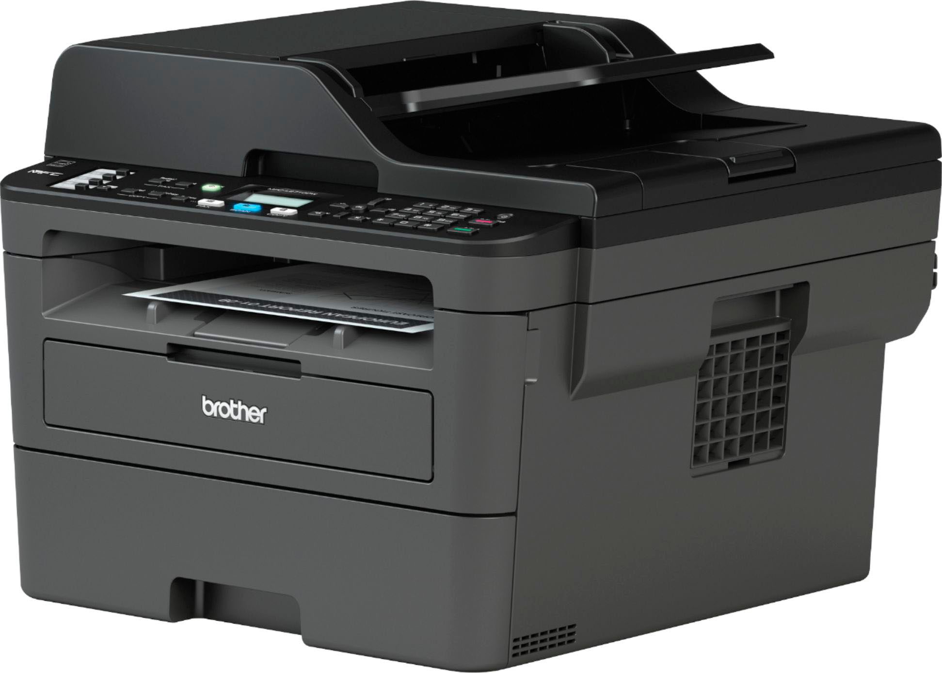Left View: Brother - MFC-L2717DW Wireless Black-and-White All-in-One Laser Printer with up to 500 Pages of Bonus Toner Included - Black