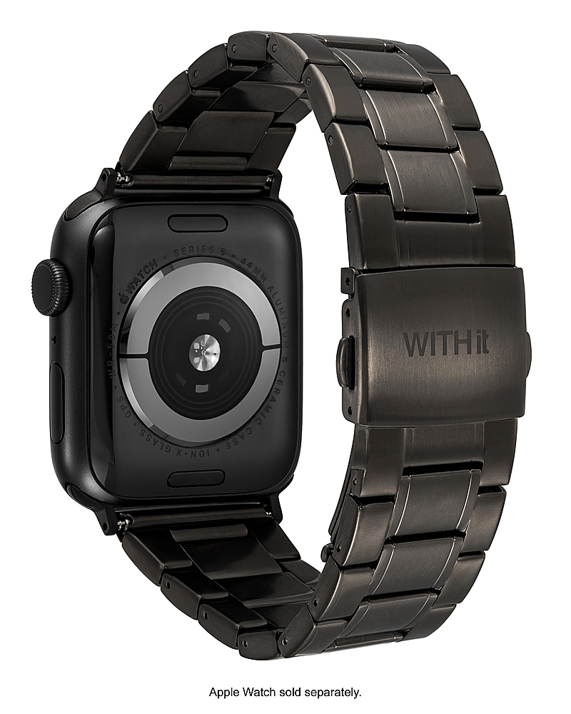 WITHit Men's Stainless Steel Link Band for Apple Watch 42/44/45/Ultra/Ultra  2 (49mm) Black 56407VRP - Best Buy