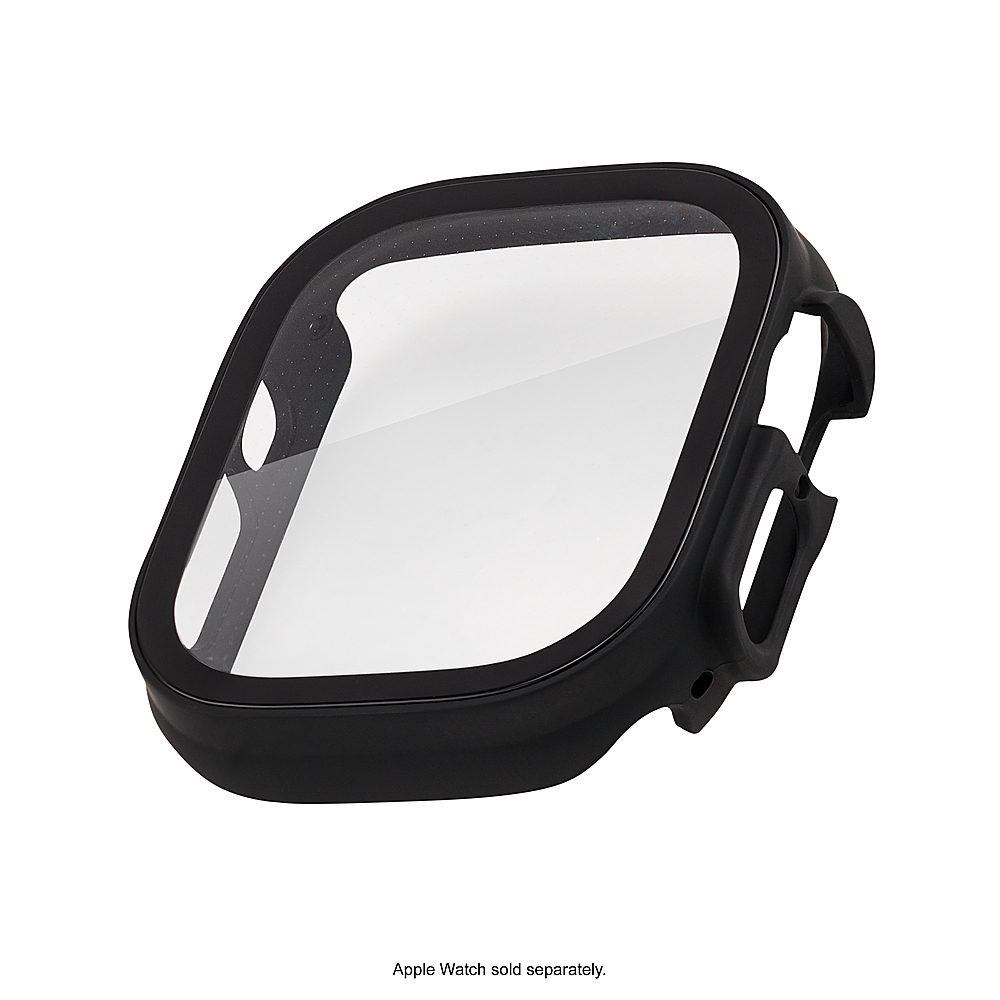 Left View: WITHit - Protective Glass Cover with Integrated Black Bumper for Apple Watch Ultra/Ultra 2 (49mm) - Black