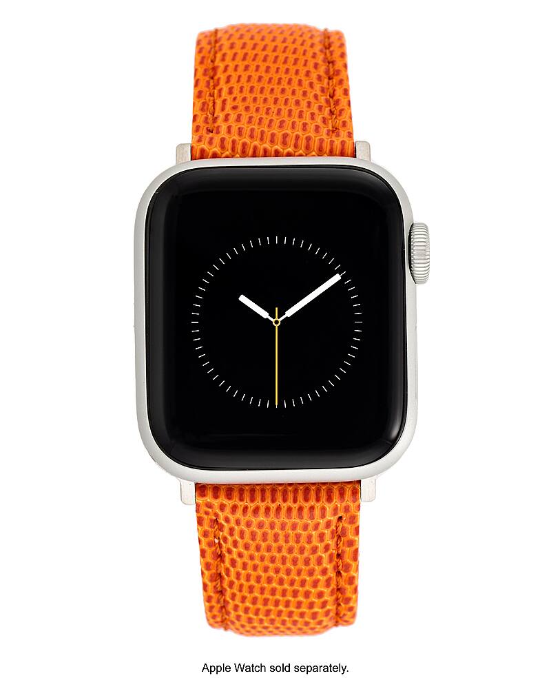 Left. WITHit - Men's Lizard Grain Pattern Leather Band for Apple Watch 42/44/45/Ultra/Ultra 2 (49mm) - Orange.