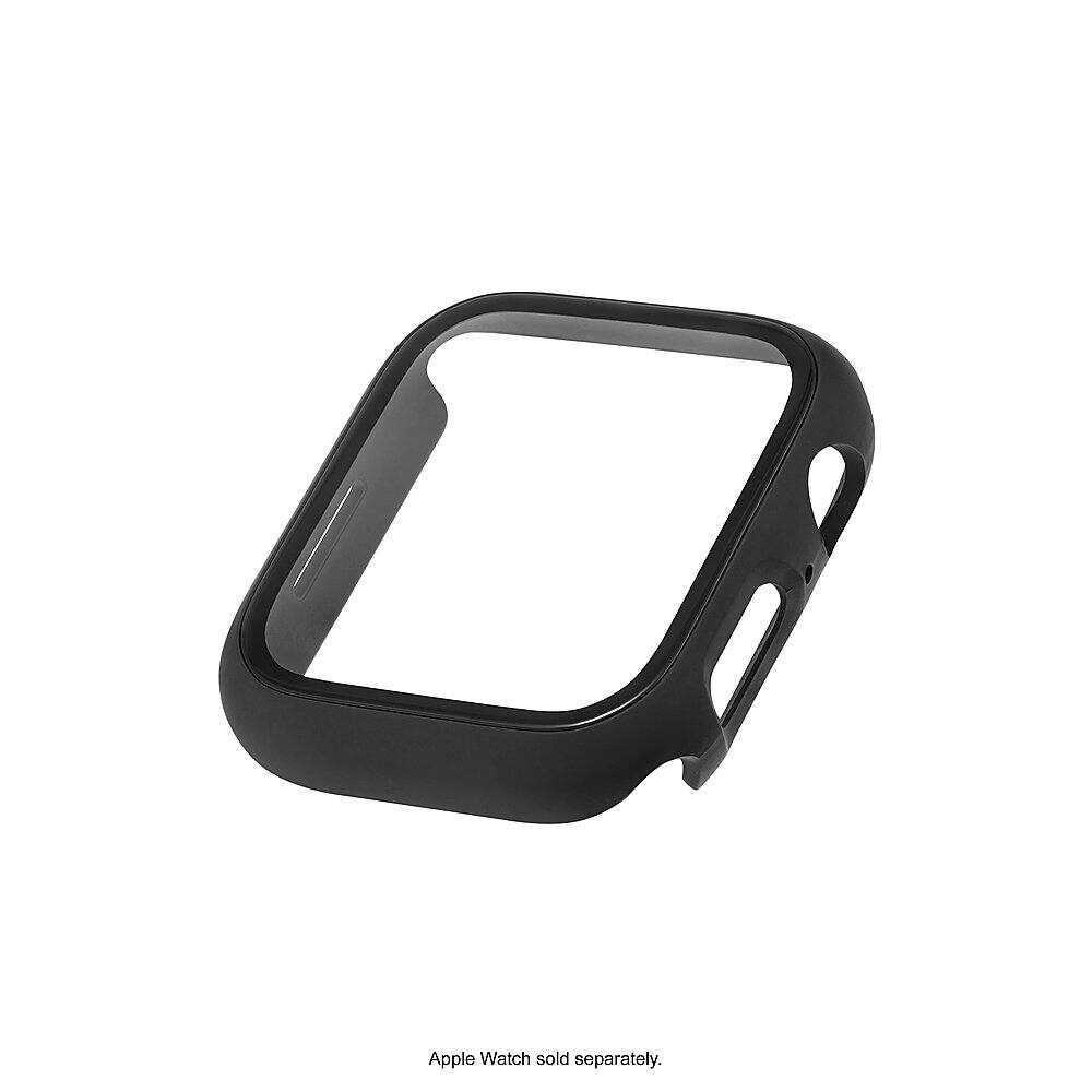 Left View: WITHit - Protective Glass Cover with Integrated Black Bumper for 45mm Apple Watch (45mm) - Black