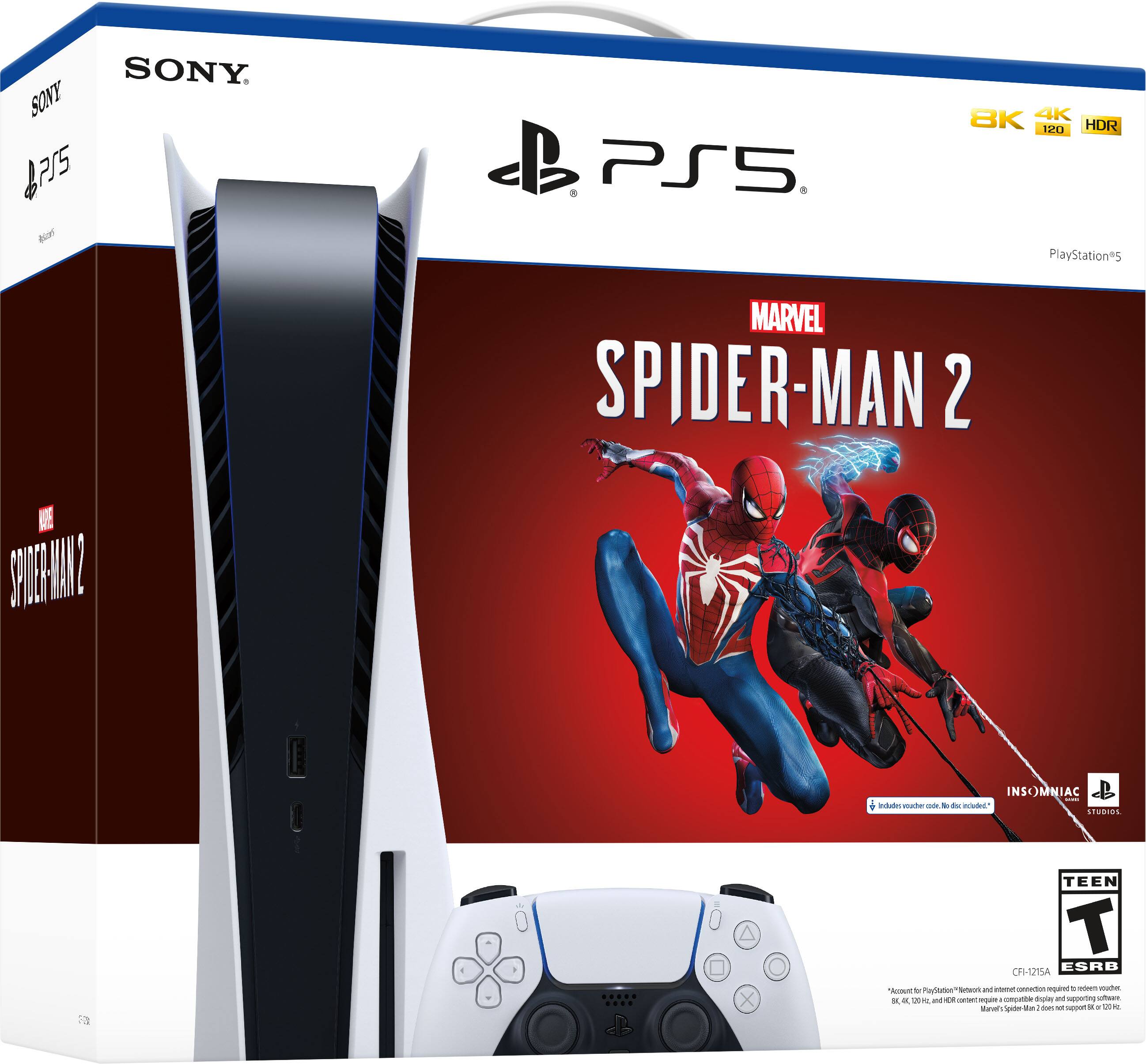 Alt View 12. Sony - PlayStation 5 Console – Marvel’s Spider-Man 2 Bundle (Full Game Download Included) - White.