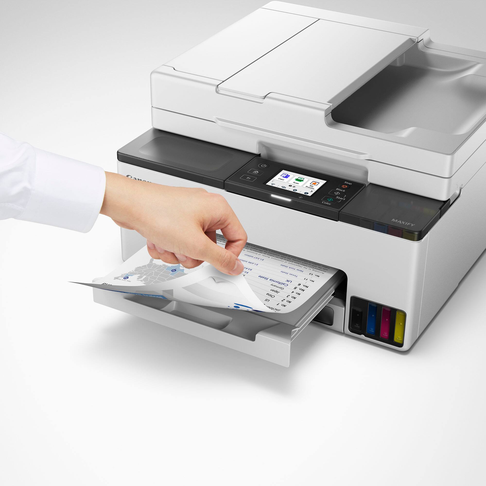 Left. Canon - MAXIFY GX2020 MegaTank Wireless All-In-One SuperTank Inkjet Printer - White.